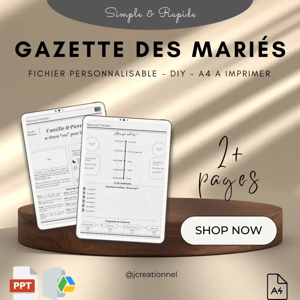 Gazette des Mariés Personnalisable